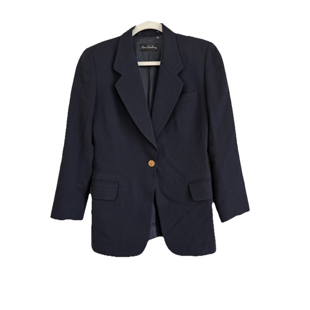 Ann Freedberg Vintage Blazer Women's Size 6 Navy Crawford Wool USA Preppy‎